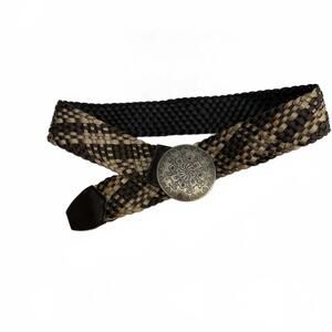 BOHO Western Woven metallic Faux Leather Belt.  Cowgirl Southwestern Cabincore